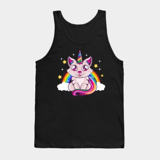 Cute & Funny Unicorn Cat Rainbow Kitty Magical Tank Top